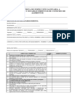 Acta de Visita de Inspeccion Sanitaria A Restaurantes y Establecimientos de Consumo de Alimentos