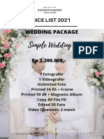 Price List 2021 Wedding Photography Packages