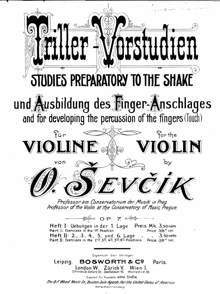 Sevcik (Trill Studies For Violin) Op7 Book 1 PDF