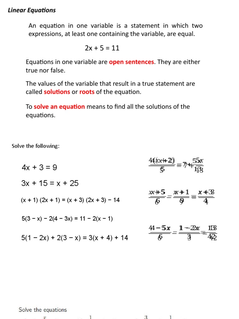 Linear Equations: Open Sentences | PDF | Geometry | Angle