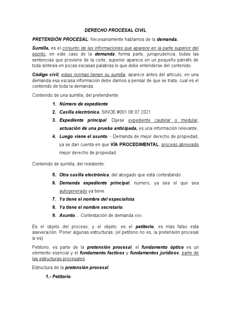 Derecho Procesal Civil | PDF | Ley procesal | Demanda judicial