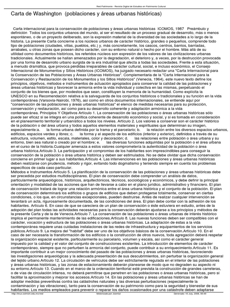 Carta de Washington PDF Área urbana Planificación