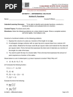 En Math 1 - Differential Calculus Activity #1: Functions: Camarines Norte State College