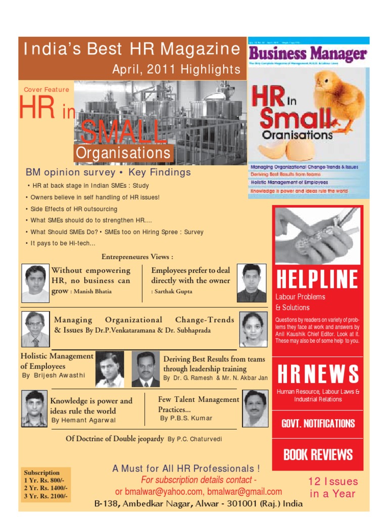 HR in Small Organisations-Business Manager HR Magazine Highlights | PDF ...