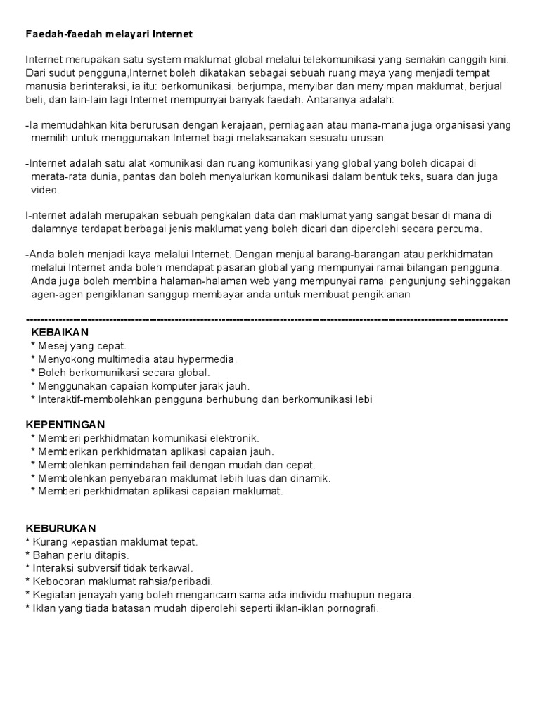 Faedah Melayari Internet Pdf