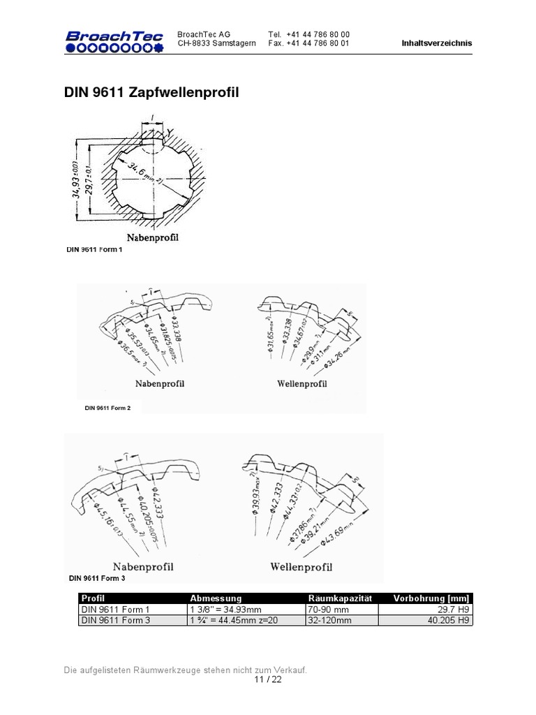 DIN 9611 Zapfwellenprofil | PDF