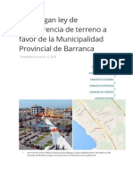 Promulgan Ley de Transferencia de Terreno A Favor de La Municipalidad Provincial de Barranca