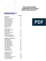 Listado Pre-Inscripciones Campeonato España 2011 ( (WWW - Motosdeagua.es) )