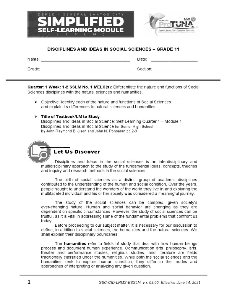 Disciplines in Social Sciences Grade 11 | PDF | Social Sciences | Science