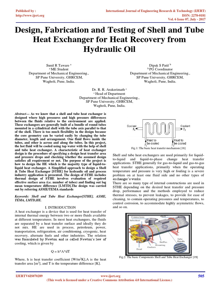 Design Fabrication and Testing of Shell and Tube Heat Exchanger For ...