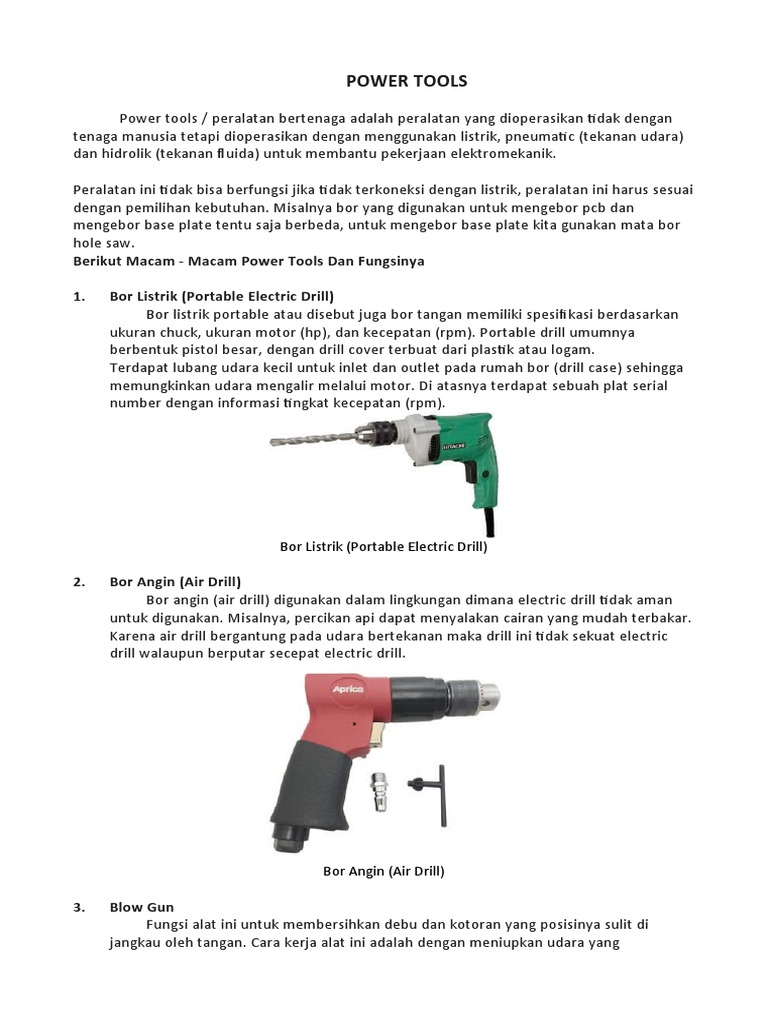 Jenis dan Fungsi Power Tools | PDF