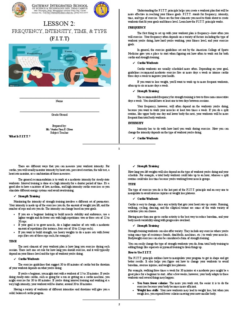 Lesson 2 Frequency Intensity Time Type F I T T Module