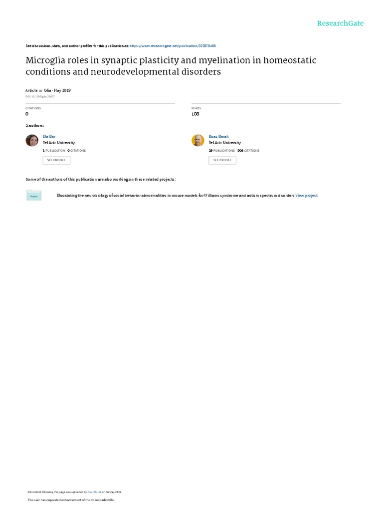 Microglia Roles in Synaptic Plasticity and Myelination in Homeostatic ...