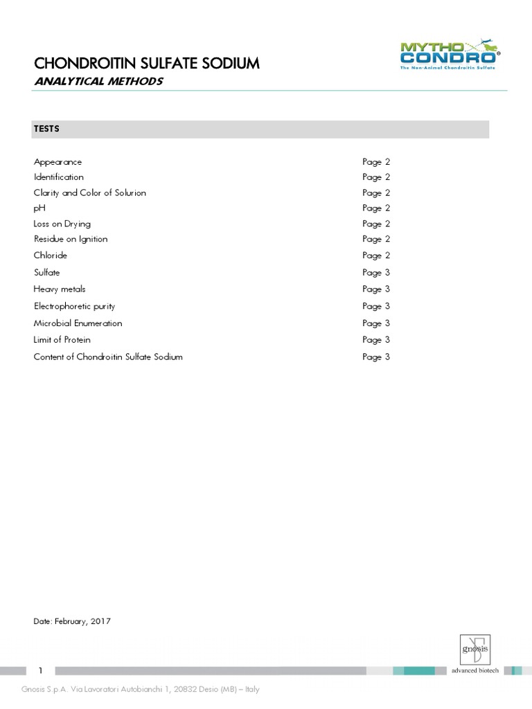 Chondroitin Sulfate Sodium Analytical Methods PDF Sodium