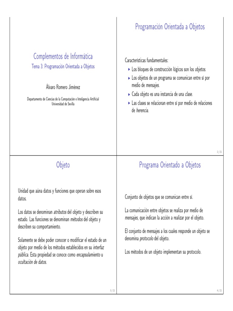 Fundamentos de Programación Orientada a Objetos | PDF | Objeto ...