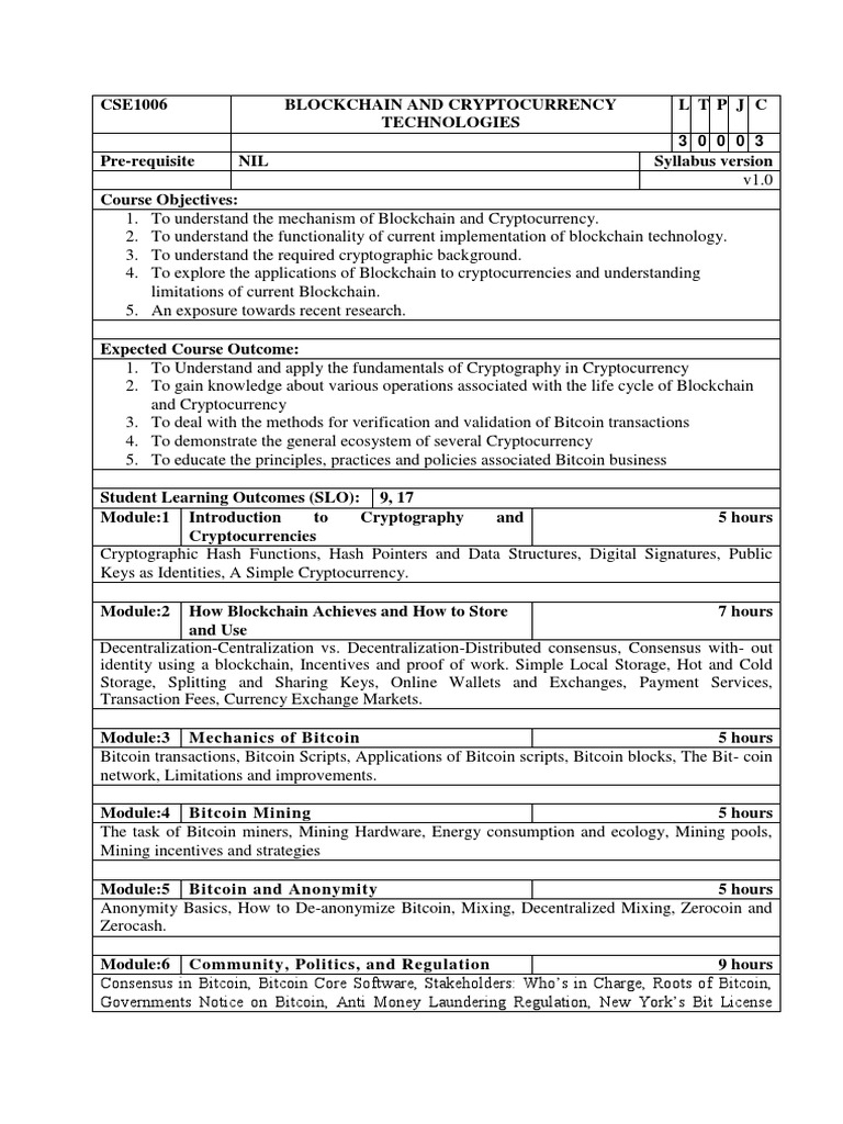 Blockchain & Cryptocurrency Course | PDF | Cryptocurrency | Bitcoin