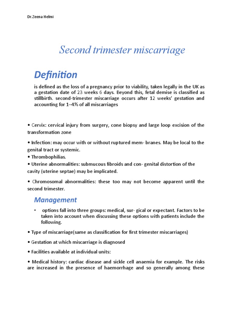 Second Trimester Miscarriage PDF Miscarriage Clinical Medicine