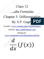 Class 12 - Maths Subject - CH 5 - Differentiation - Formulas by SP Gupta