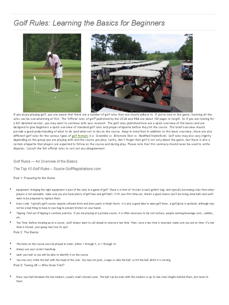 Beginner's Guide to Golf Rules | PDF | Golf Course | Ball Games