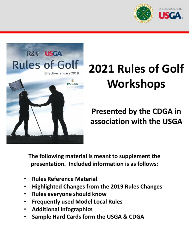 2021 Rules of Golf Presented by The CDGA in Association With