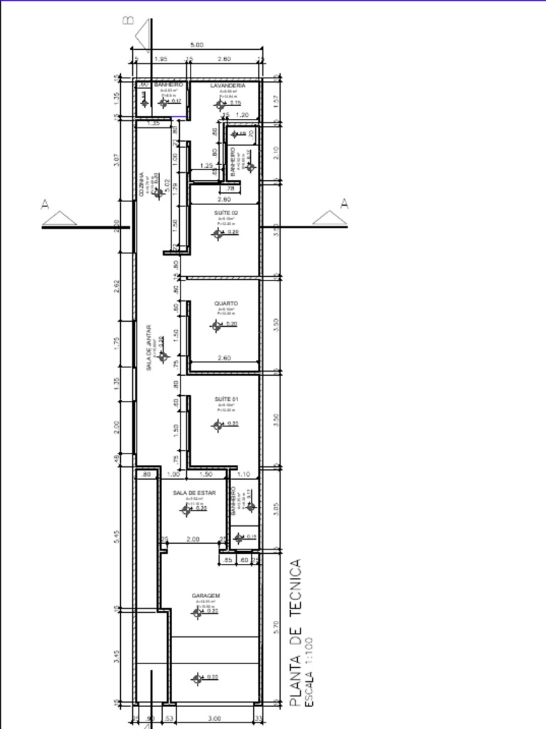 Planta baixa de uma casa com áreas e perímetros de cada cômodo | PDF