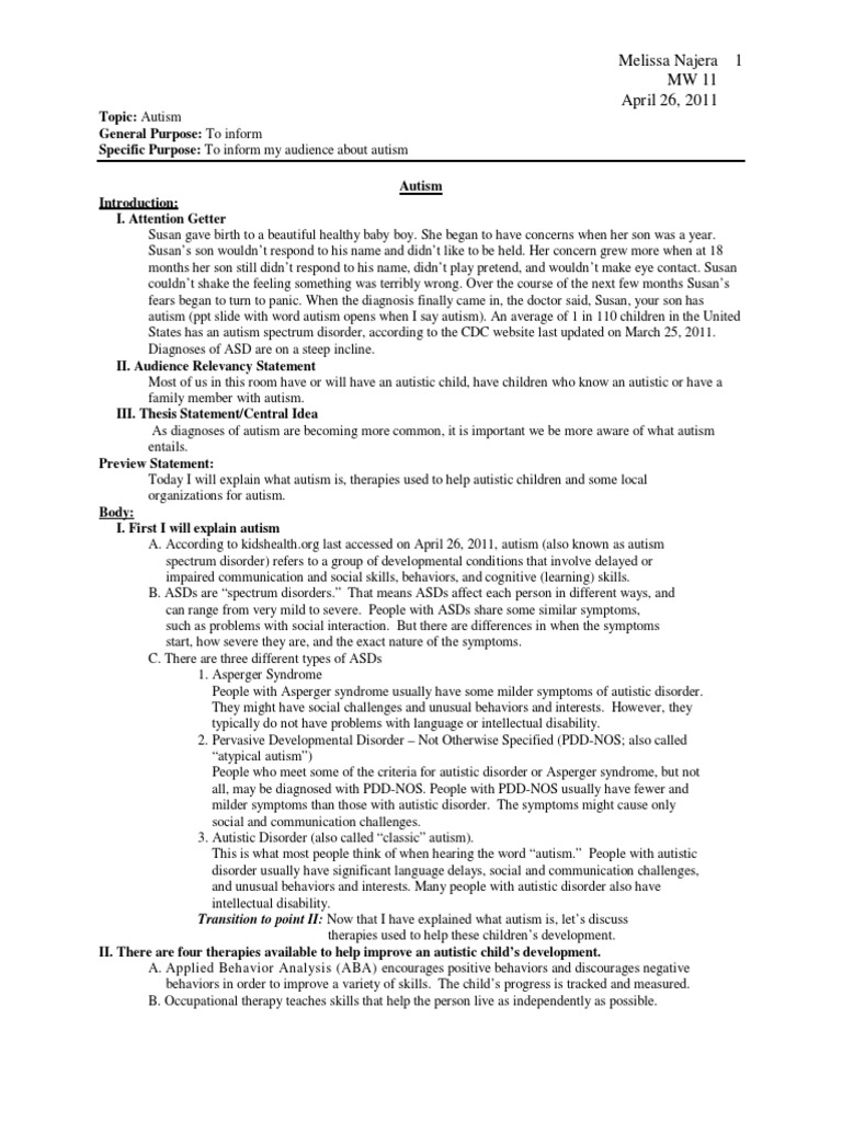 Autism Outline From Showcase | PDF | Autism Spectrum | Autism