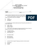 DIAGNÓSTICO DE ESPAÑOL QUINTO GRADO CON PREGUNTAS DE TEXTOS LITERARIOS Y LINGÜÍSTICA