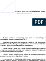 Up Law Dean Leonen Faces Up To His Own 'Plagiarism' Issue: Gmanews - TV - Thursday, December 9, 2011