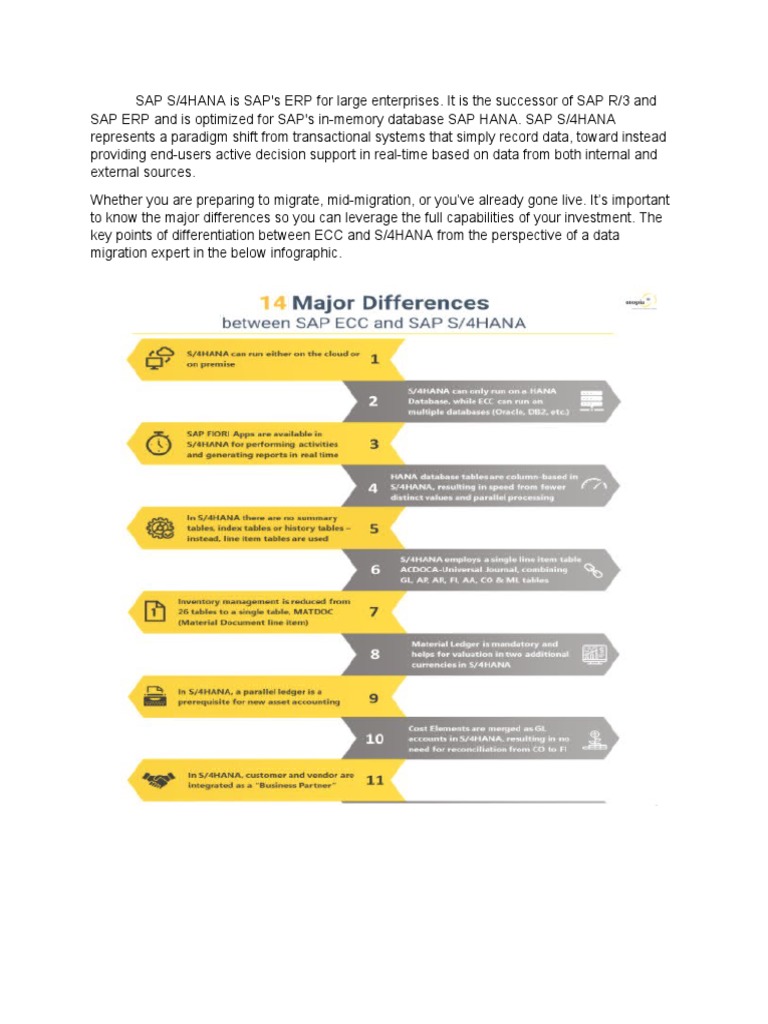 ECC vs S/4HANA: Key Differences Explained | PDF | International ...
