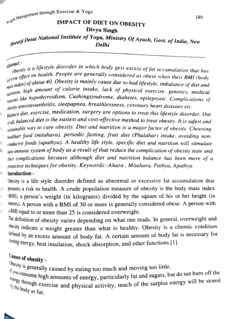 Diet and Lifestyle Impact on Obesity | PDF | Obesity | Diet & Nutrition