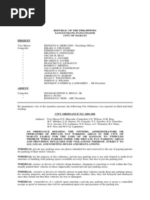 Makati Private Pay Parking Ordinance