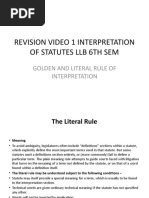 On Golden and Literal Rule of Interpretation - Revision Video 1 Interpretation of Statutes LLB 6TH Sem