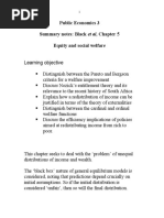 Public Economics 3 Summary Notes: Black Et Al, Chapter 5 Equity and Social Welfare