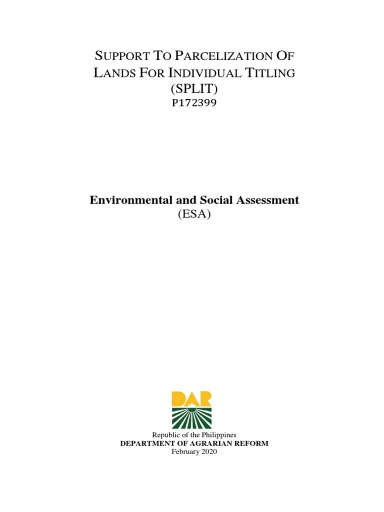 Environmental and Social Assessment of the Support to Parcelization of ...