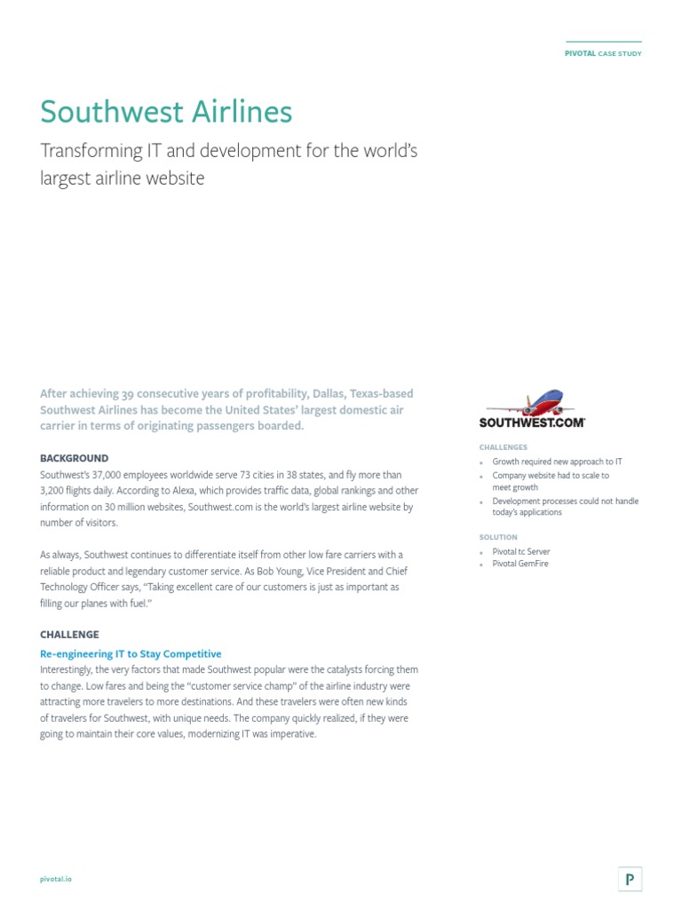 CaseStudy Southwest Airlines PDF Airlines Southwest Airlines