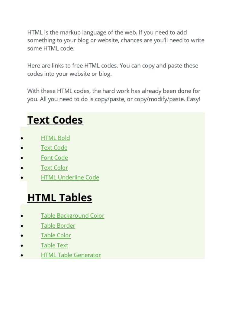 Text Codes: HTML Bold Text Code Font Code Text Color HTML Underline ...