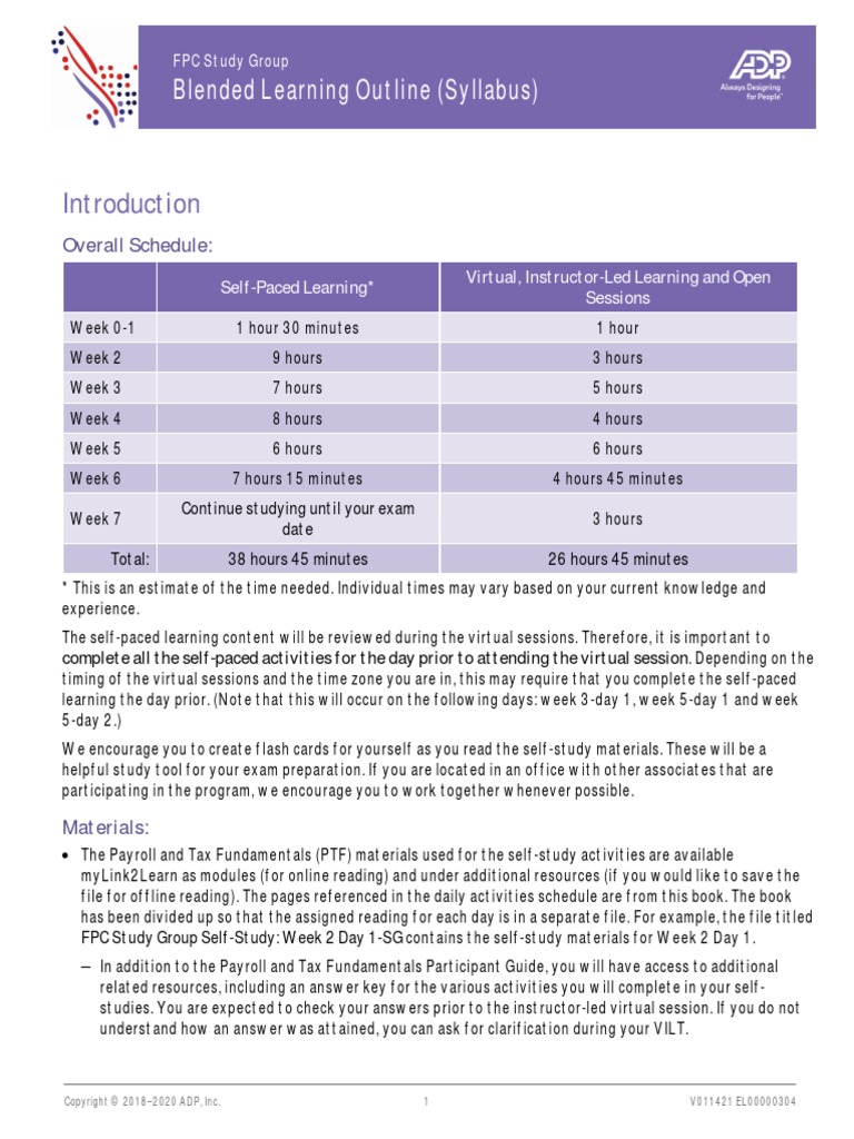 Blended Learning Outline (Syllabus) | PDF | Irs Tax Forms | Payroll