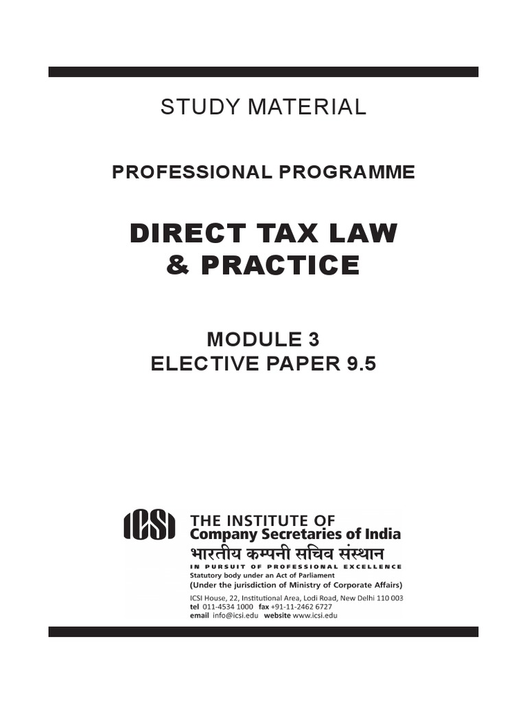 Direct Tax Law and Practice Book | PDF | Taxes | Tax Deduction