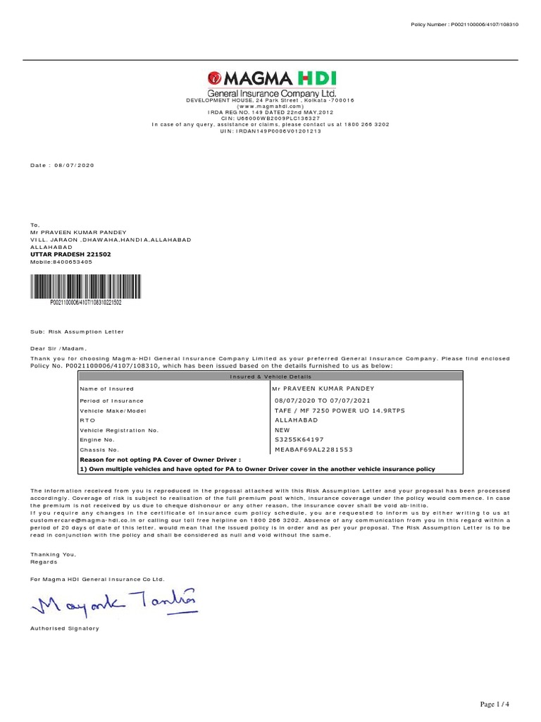 Magma HDI PDF Insurance Vehicle Insurance