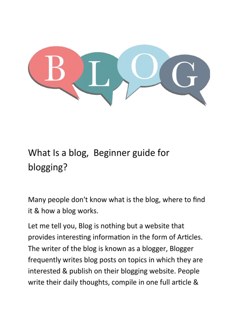 What Is A Blog, Beginner Guide For Blogging | PDF | Blog | Websites
