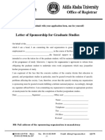 Letter of Sponsorship For Graduate Studies