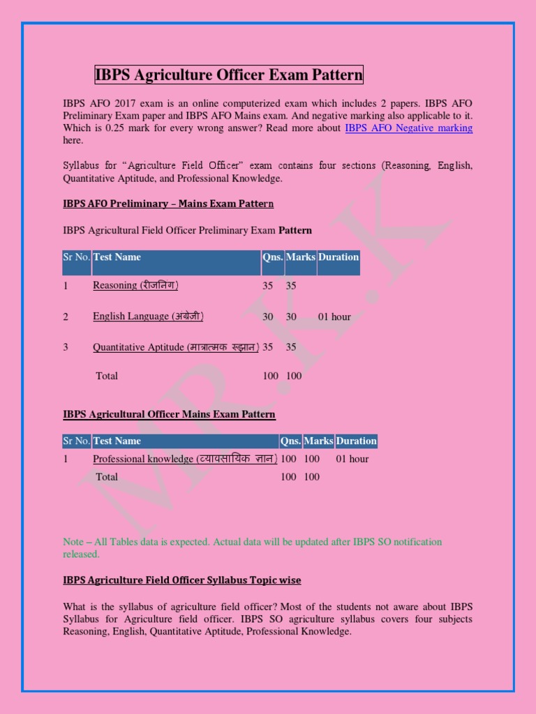IBPS AFO Exam Pattern and Syllabus Guide | PDF | Test (Assessment ...
