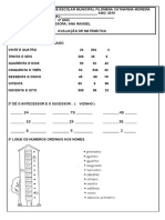 Avaliação de Matematica