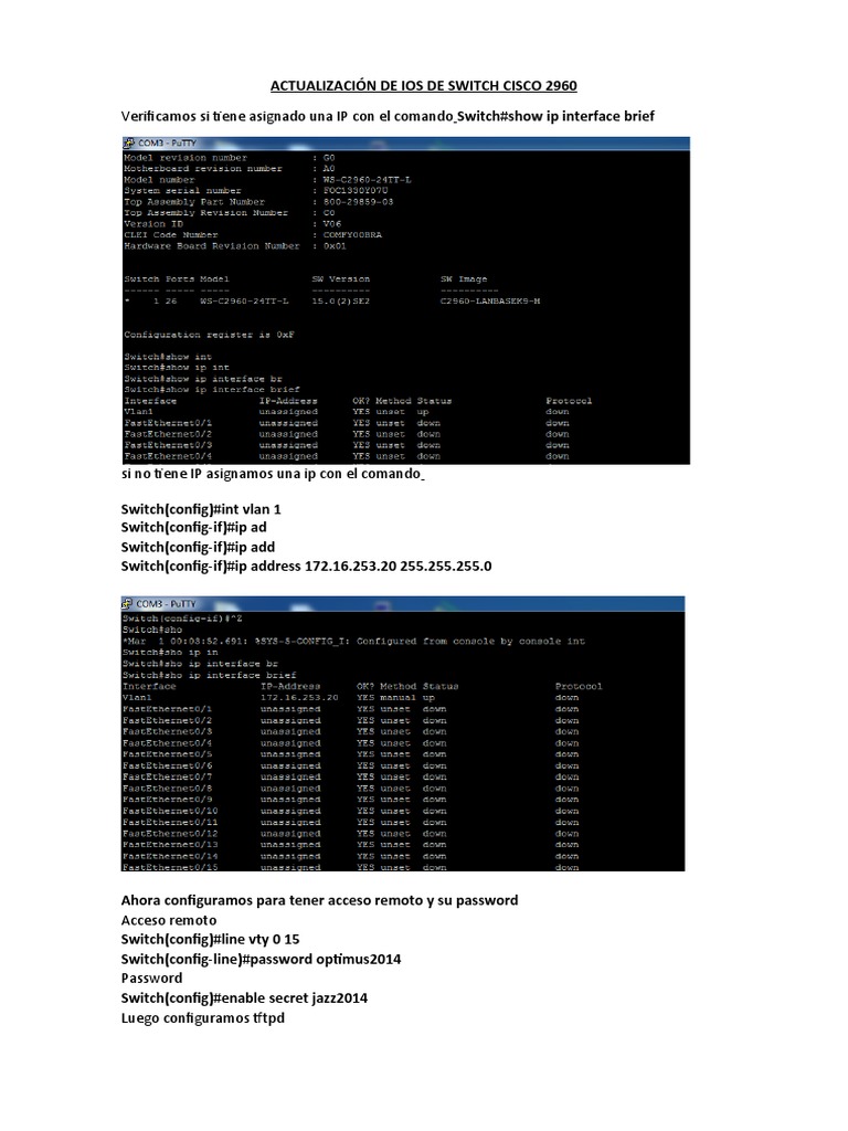 Actualización IOS Switch Cisco 2960 | PDF