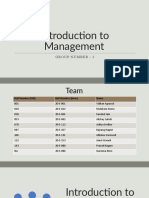 Introduction To Management: Group Number - 1