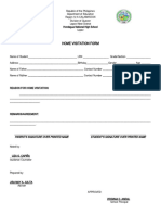 Home Visitation Form: Parent'S Signature Over Printed Name Student'S Signature Over Printed Name