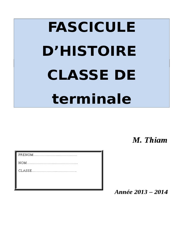 Page De Garde Cahier Geographie Mondialisation Fascicule Histoire Géographie TERMINALE-1 | PDF | Guerre froide | Guerre de  Corée