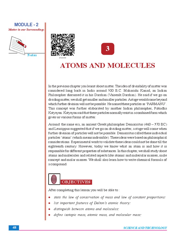 Chapter-3 (Atoms and Molucules) | PDF | Mole (Unit) | Proton