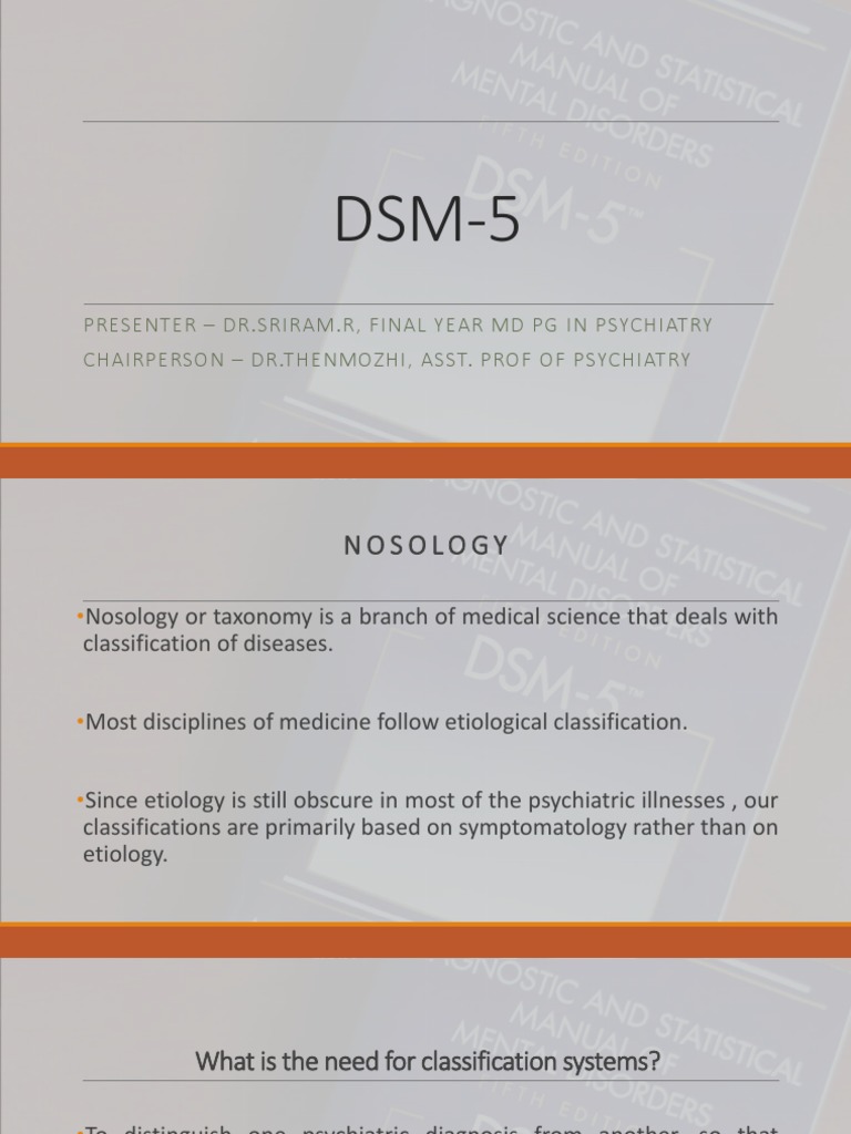 Overview of DSM-5 Classification Changes | PDF | Diagnostic And ...