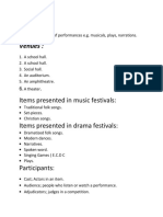 Festivals.: Items Presented in Music Festivals